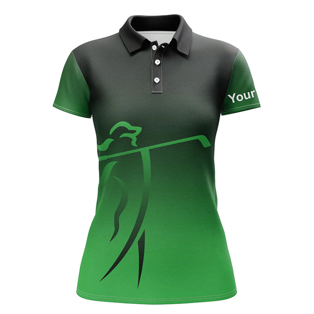 Custom Womens Golf Polos Shirts Custom Name Green Gradient Golf Apparel, Coolest Polo Shirts For Ladies