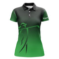 Custom Womens Golf Polos Shirts Custom Name Green Gradient Golf Apparel, Coolest Polo Shirts For Ladies