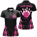 Custom Black Bowling Camo Polo For Women Cool Custom Jerseys For Team Bowlers