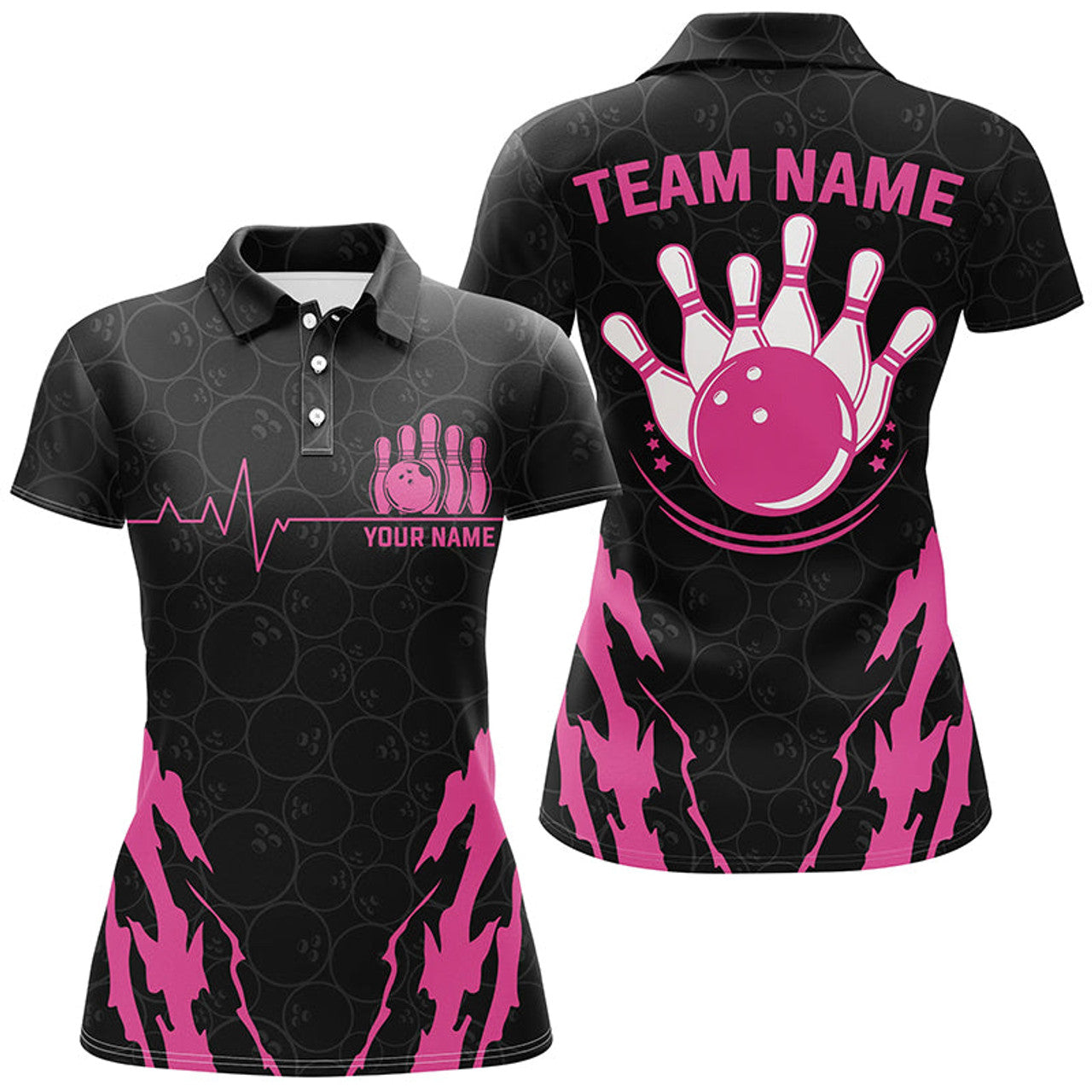 Custom Black Bowling Camo Polo For Women Cool Custom Jerseys For Team Bowlers