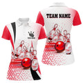 Custom Womens Bowling Polo Shirt Custom Bowling Ball Pins Bowling Team Shirts, Gifts For Bowlers | Red