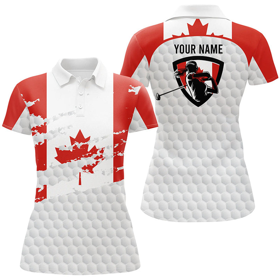 Custom Canadian Flag Women Golf Polo Shirts Custom Ladies Golf Outfit, Personalized Patriot Team Golf Shirt