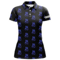 Custom Black Neon Bowling Seamless Pattern Custom Women Bowling Polo Shirt, Bowling Team League Jerseys