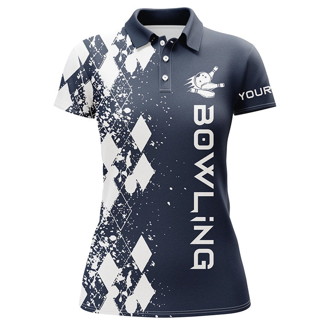 Custom Women Bowling Shirt Short Sleeve Polo Custom Navy Bowling Shirts For Women Personalized Bowling Gift