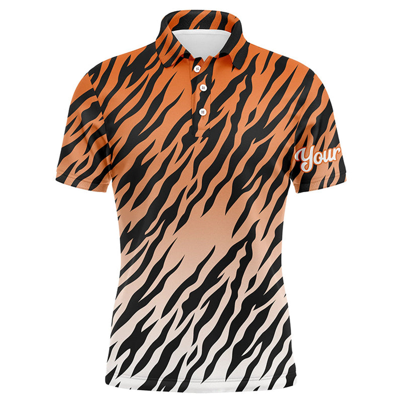 FUNSTUFFPRINT Orange tiger stripes pattern Mens golf polo shirts custom golf shirt for men Polo Shirt Size S-5XL