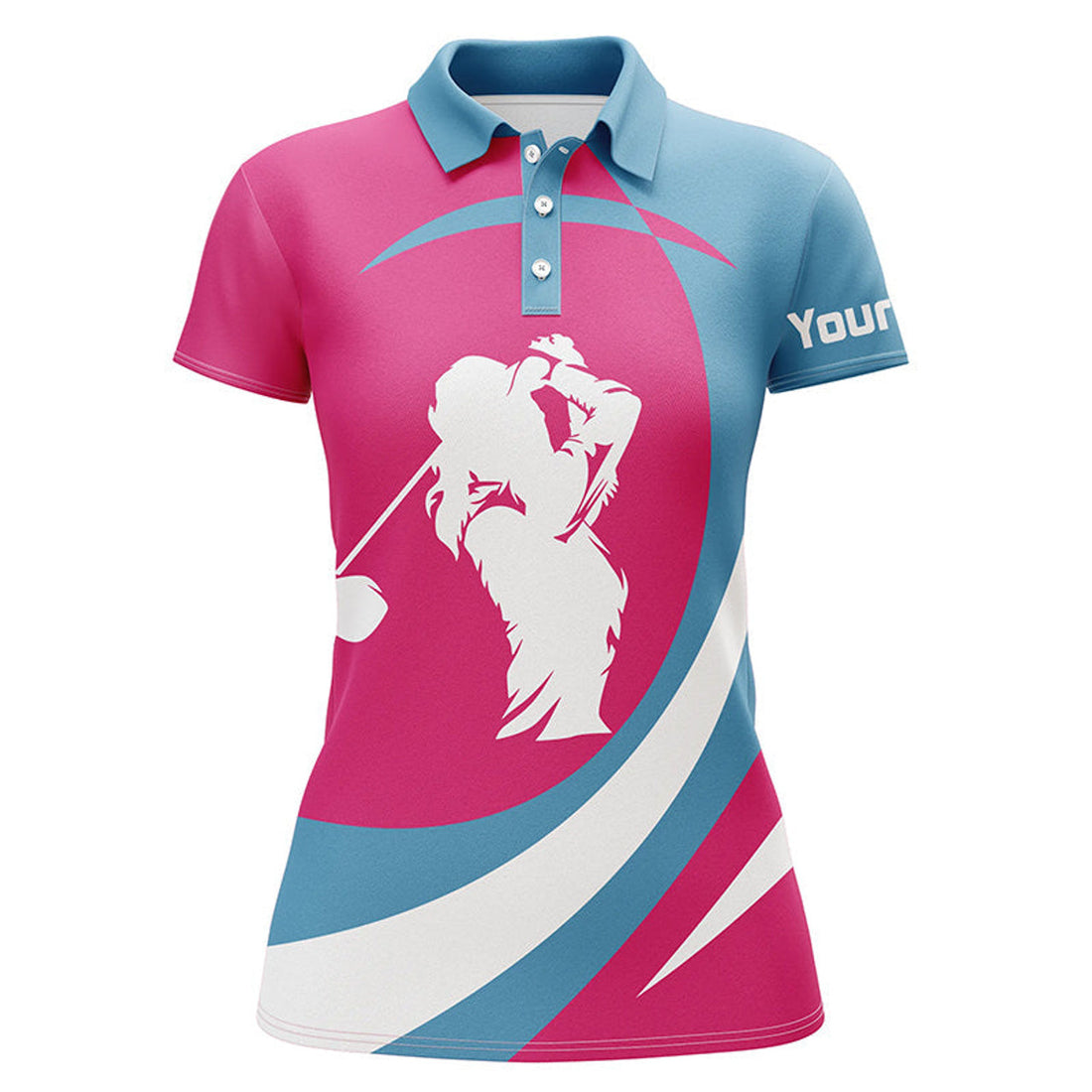 Custom Pink And Blue Womens Golf Polos Shirts Custom Name Team Golf Shirt Women, Personalized Golf Gifts