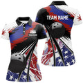 Custom Womens Polo, Bowling Shirts Custom Black Ball American Flag Bowling Team League Jerseys
