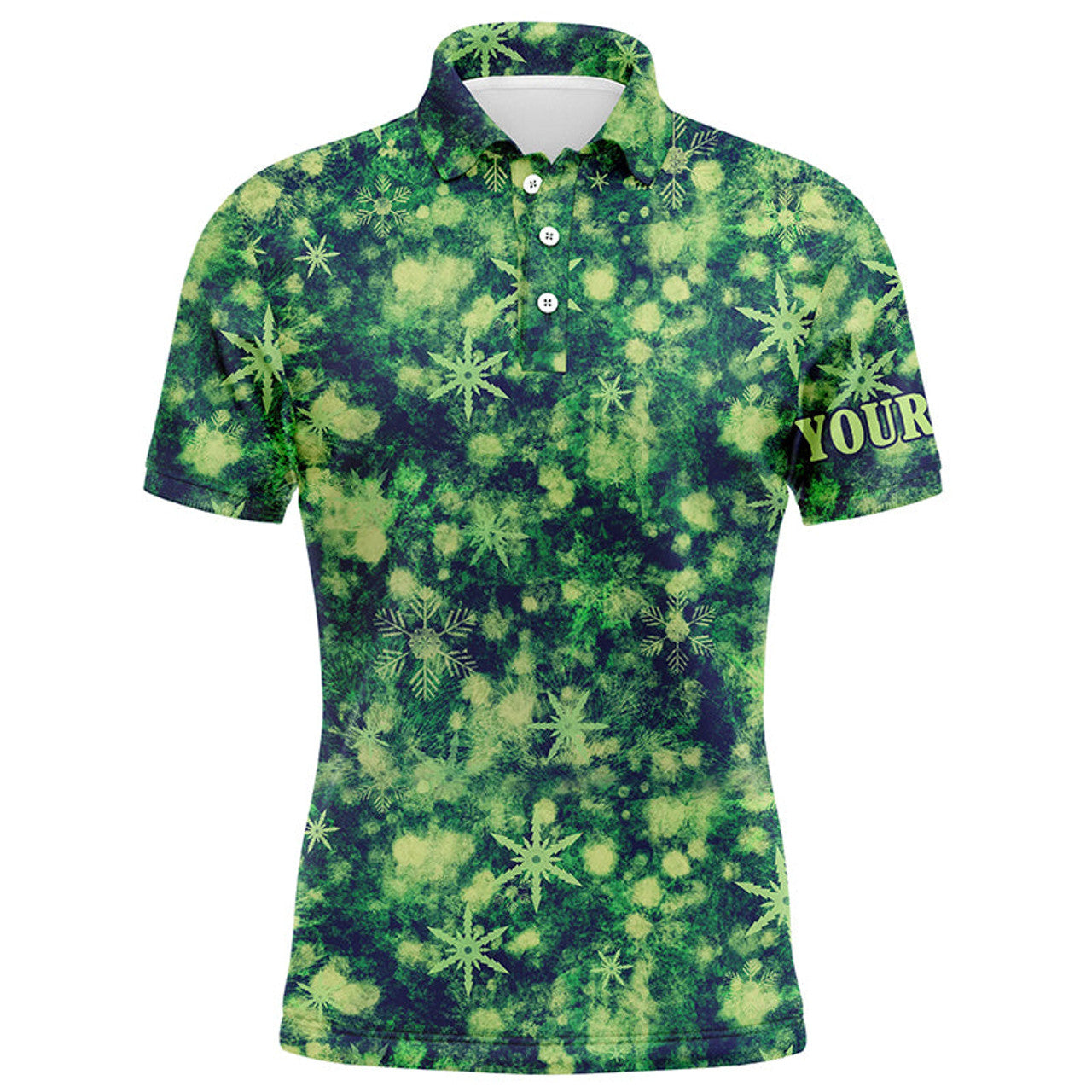 FUNSTUFFPRINT Green Christmas pattern Mens golf polo shirt custom best mens golf wear Polo Shirt Size S-5XL