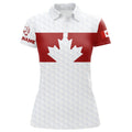 Custom Canada Flag Womens Golf Polo Shirts Golf Pattern Red White Golf Polo For Ladies Patriotic Golf Tops
