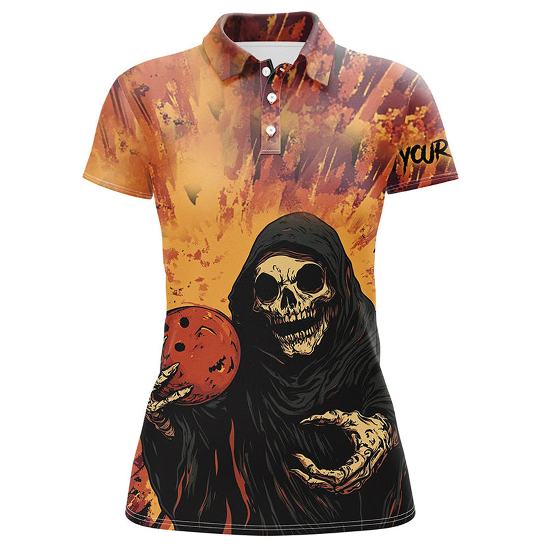 Custom Halloween Skull Bowling custom Women Bowling Polo, gift for team bowlers jerseys