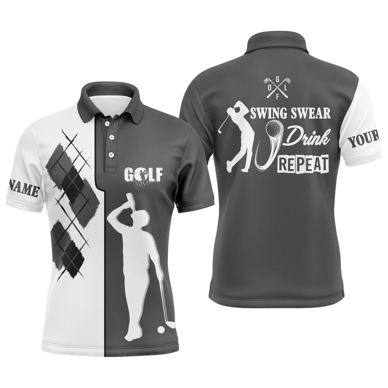 Custom Golf Men Polo Shirt - American Flag Patriot Custom Name Apparel - Personalized Gift For Golf Lover, Team, 4th July, Patriotic, Independence Day