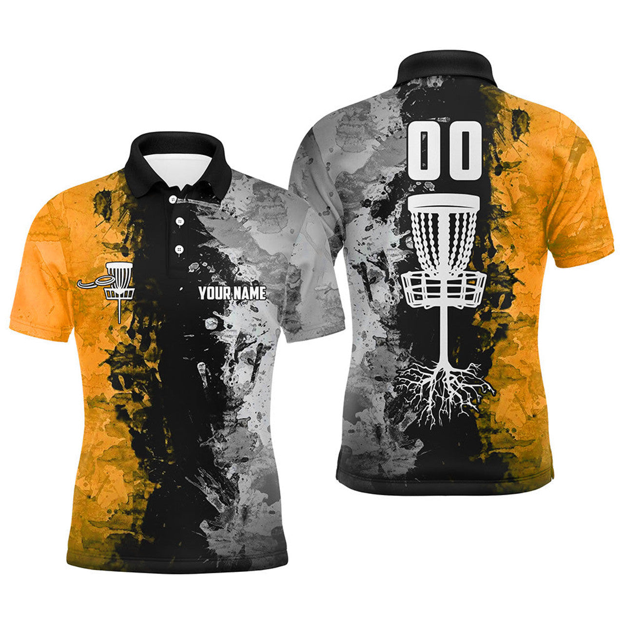 Custom name and number Disc Golf basket Men polo shirts, disc golf shirts for men | Orange