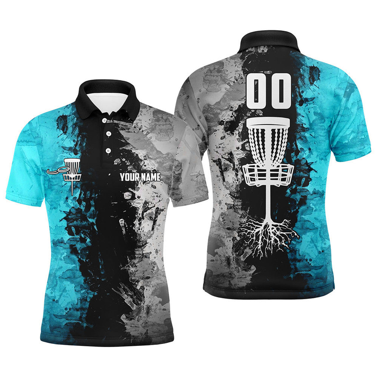 Custom name and number Disc Golf basket Men polo shirts, disc golf shirts for men | Turquoise