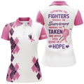 Custom Pink Leopard Argyle White Womens Golf Polo Shirts Custom Golf Breast Cancer Awareness Ladies Golf Tops