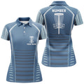 Custom Womens Golf Polo Shirts Custom Blue Pattern Disc Golf Basket, Personalized Disc Golf Outfit