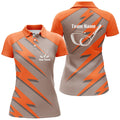 Custom Personalized Womens Golf Polo Shirts Orange Lightning Custom Name & Team Name Golf Shirt, Golfing Gift