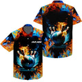 Custom Water fire background custom name Hawaiian bowling shirts for men, bowling team shirts