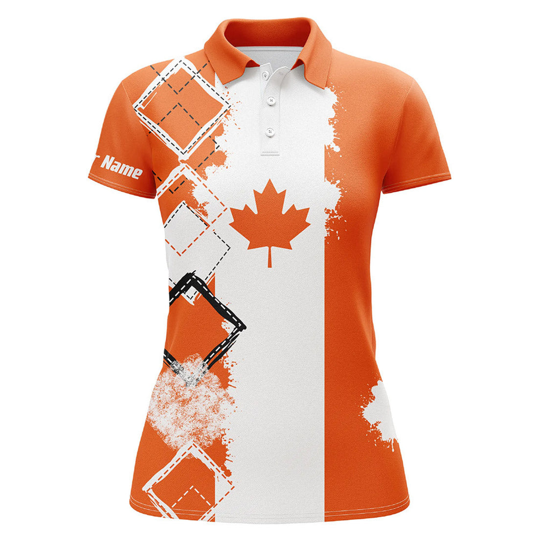 Custom Womens Golf Polo Shirts Orange Canada Flag Patriot Custom Golf Shirts For Women, Gift For The Golfers