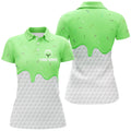 Custom Women Golf Polo Shirts Custom Green Ice Cream Melting On Golf Ball, Golf Gifts For Ladies
