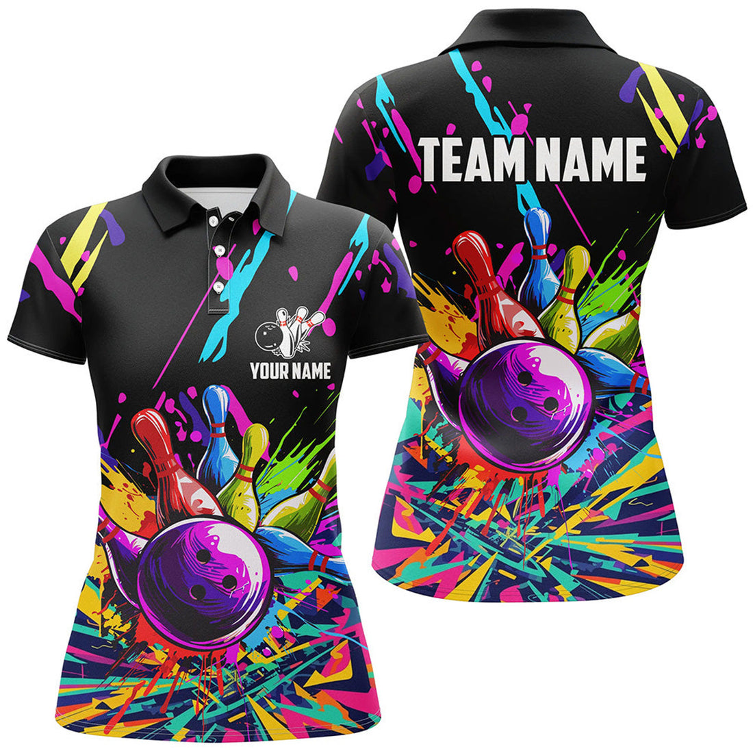 Custom Colorful bowling jerseys Bowling Polo, Shirt for Women Custom Bowling Team shirts for bowlers