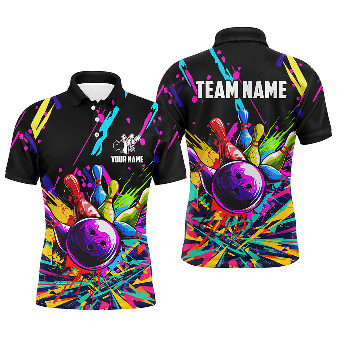 Custom Colorful Bowling Jerseys Bowling Polo For Men Custom Bowling Team Shirts For Bowlers
