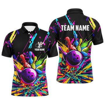 Custom Colorful Bowling Jerseys Bowling Polo For Men Custom Bowling Team Shirts For Bowlers