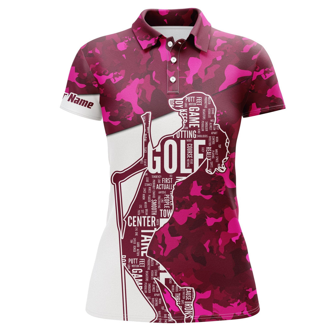 Custom Personalized Women Golf Polo Shirts Pink Camo Women Golf Team Shirt, Custom Golf Gifts For Girl