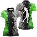 Custom Women Golf Polo Shirts Custom Green Camo Golf Tops For Ladies, Lady Golf Clothes