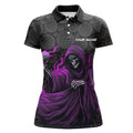 Custom Black Camo Golf Ball Women Golf Polo Shirts Custom Purple Golf Skull Outfits For Women, Golf Gifts