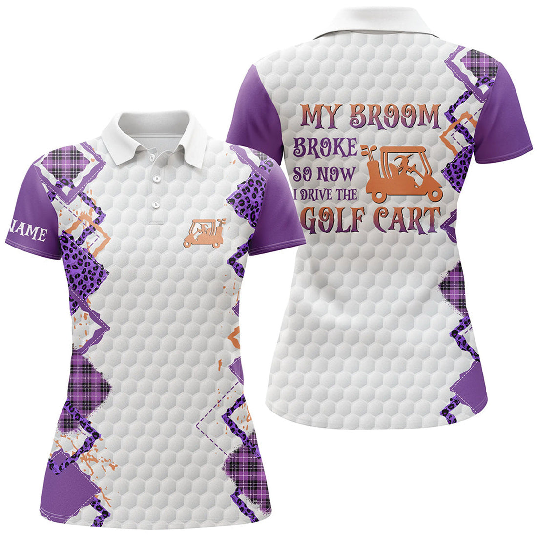Custom Funny Halloween Leopard Pattern Womens Golf Polo Shirts Custom I Play Golf