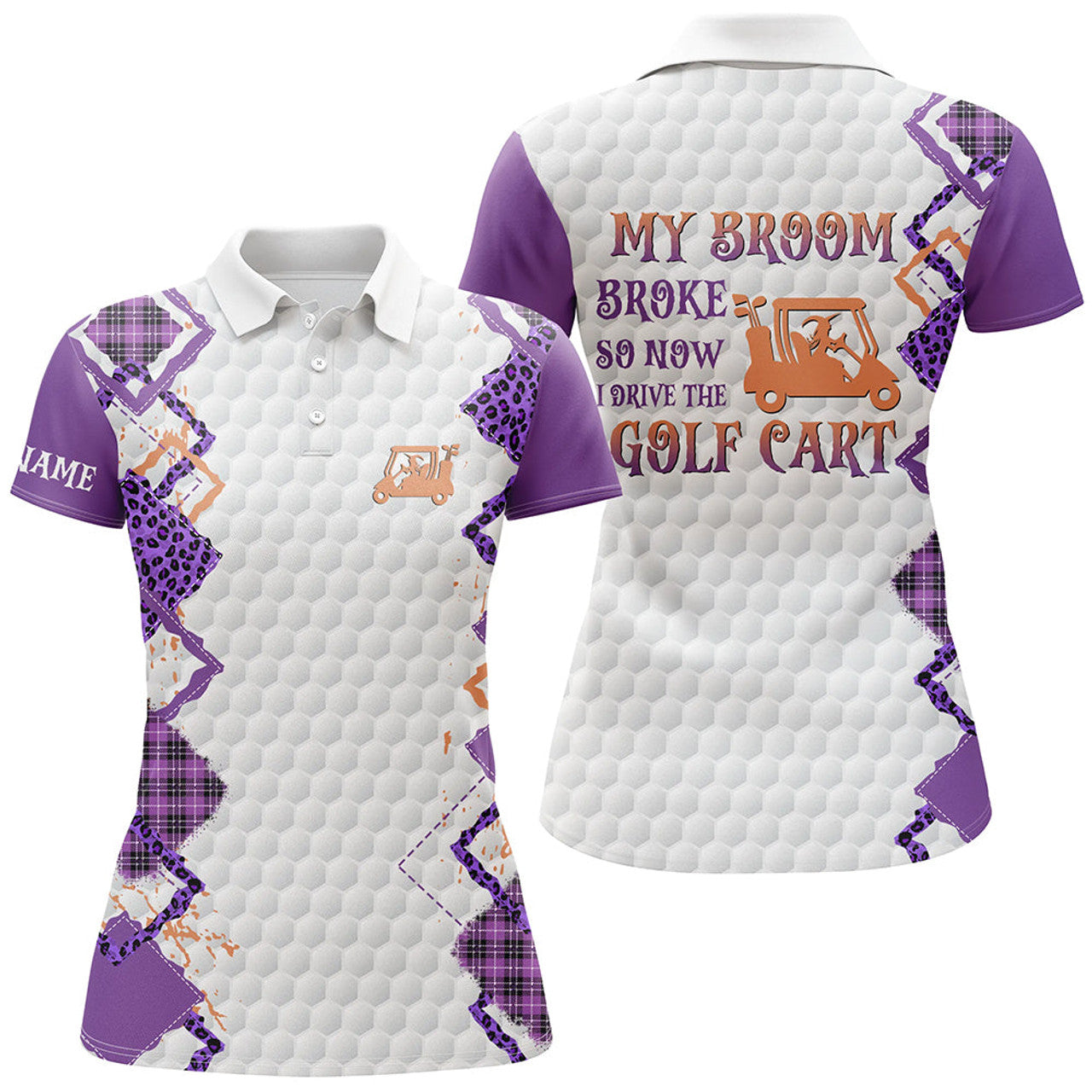 Custom Funny Halloween Leopard Pattern Womens Golf Polo Shirts Custom I Play Golf