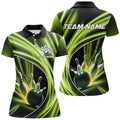 Custom Green Light Bowling Jerseys For Women Custom Ladies Bowling Polo, for Team Bowlers