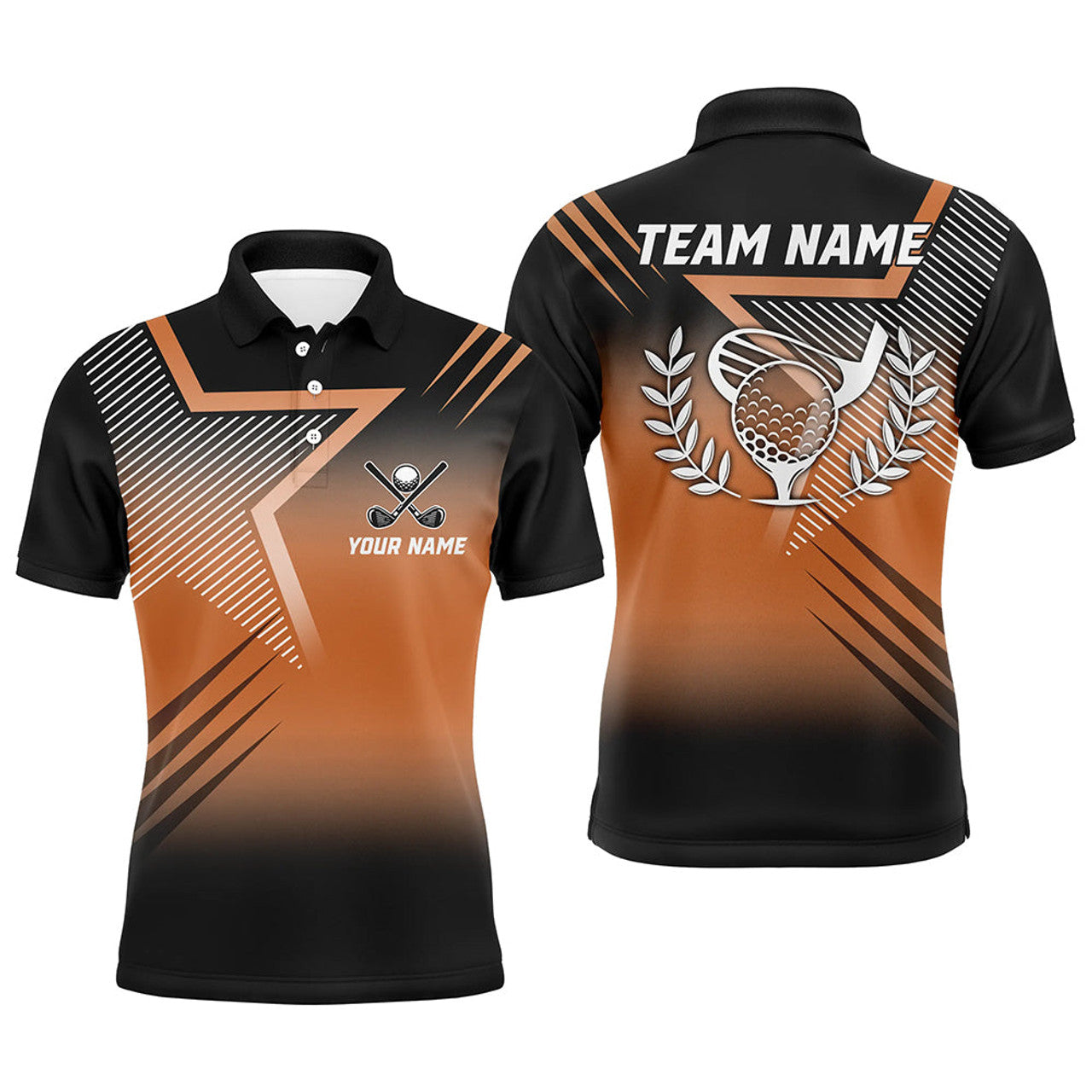 FUNSTUFFPRINT Black and orange star pattern Mens golf polo shirts custom Polo Shirt Size S-5XL