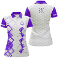 Custom Purple And White Womens Golf Polo Shirts Custom Name Women's Golf Apparel, Gifts For Golf Lovers