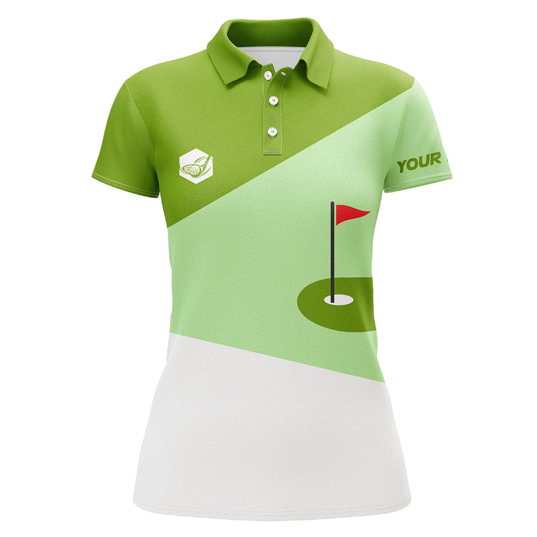 Custom Womens Golf Polo Shirts Custom Lime Green And White Golf Apparel For Ladies, Golfing Gifts