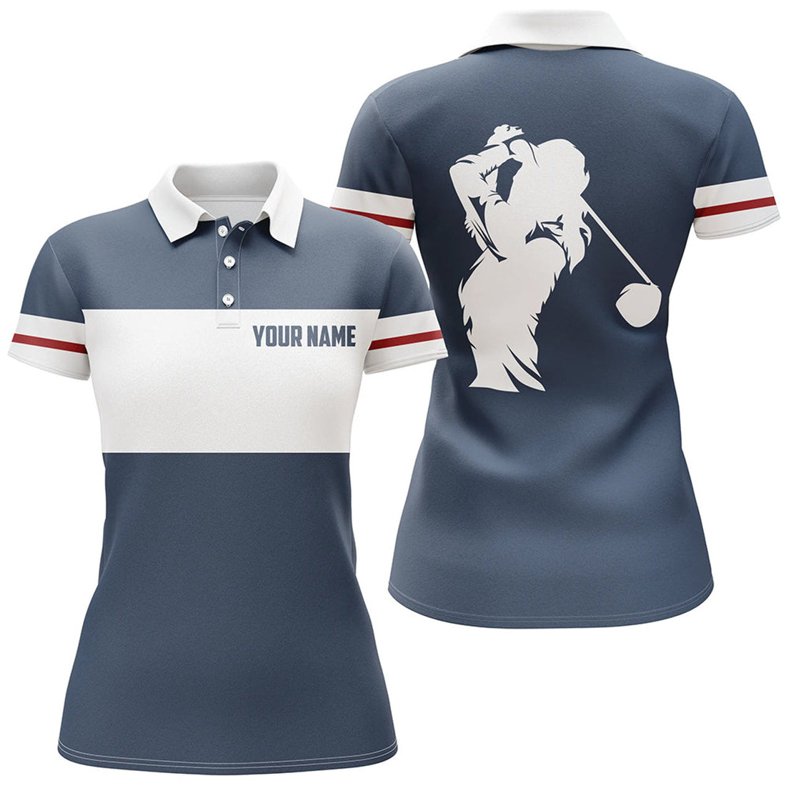 Custom Blue and white Womens golf polo shirts custom golf attire for women, cool golf gifts