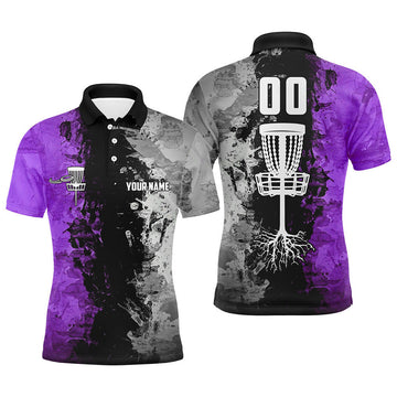 Custom name and number Disc Golf basket Men polo shirts, disc golf shirts for men | Purple