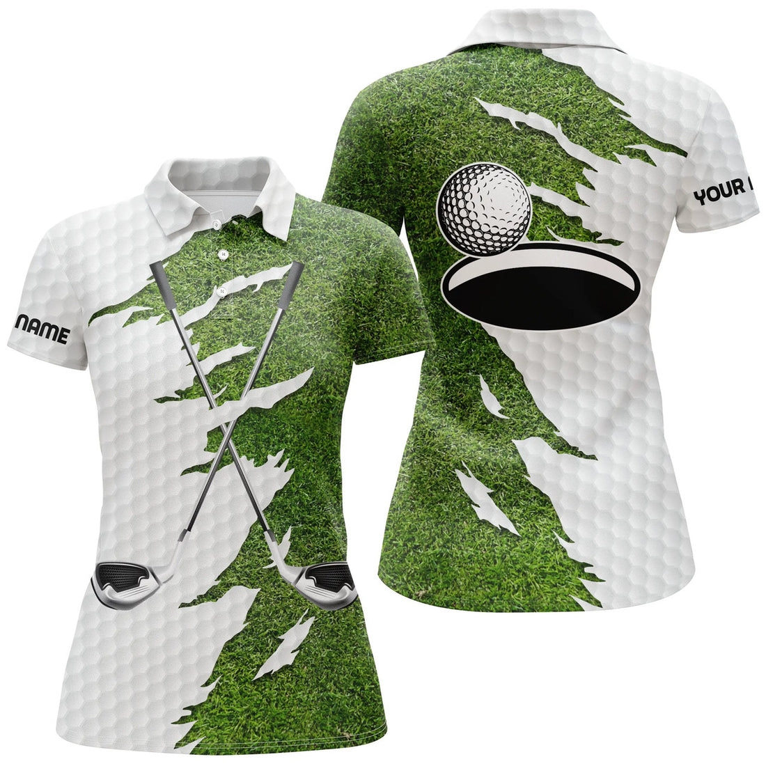 Custom Womens Golf Polo Shirts Custom Name Green Golf Clubs, Personalized Golf Shirt For Women