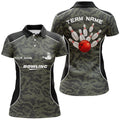 Custom Women Bowling Polo Shirts Custom Bowling Ball And Pins Camo Bowling Team Jersey For Women