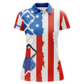 Custom Womens Golf Polo Shirts American Flag Patriot Custom Name Golf Shirts For Women, Gift For The Golfers