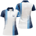 Custom White And Blue Womens Golf Polo Shirts Custom Golf Ball Shirts For Women Ladies Golf Top