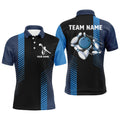 Custom Black And Blue Bowling Shirt For Men Custom Men Bowling Polo Shirts, Team Bowling Jerseys