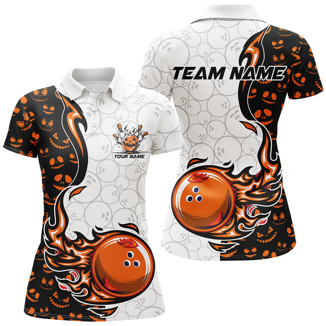 Custom Halloween Pattern Womens Bowling Polo Custom Team Bowling Jerseys Bowling Outfits