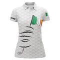 Custom Personalized White Golf Polos Shirt For Women Ireland Flag Patriotic Custom Name Gifts For Golf Lovers