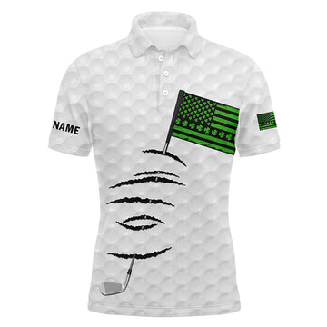 FUNSTUFFPRINT Personalized white golf polos shirt for men St Patrick's Day American flag custom gift for golf lovers Polo Shirt Size S-5XL