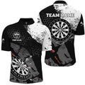 Custom Retro Black White Pattern Custom Darts Quarter-Zip Shirts For Men Dart Team Jerseys