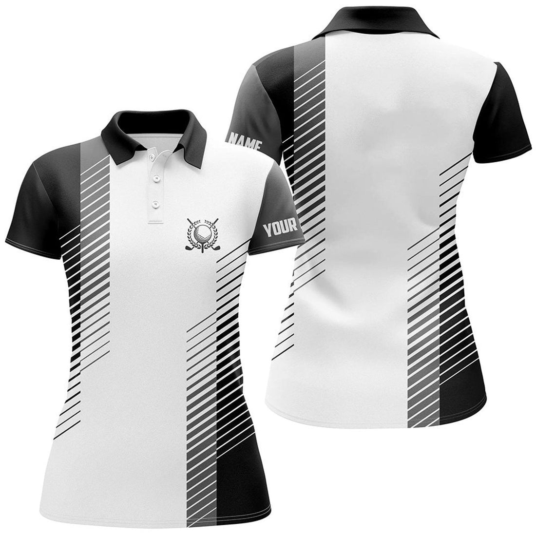 Custom Black And White Womens Golf Polo Shirts Custom Golf Ball Shirt For Women, Ladies Golf Top