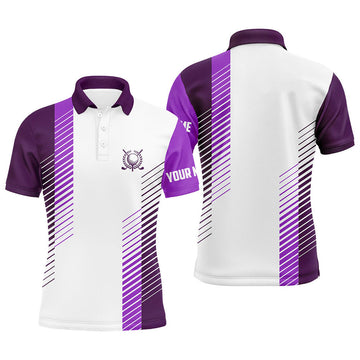 Custom Purple and white Mens golf polo shirts custom golf ball shirt for men, best men golf wear