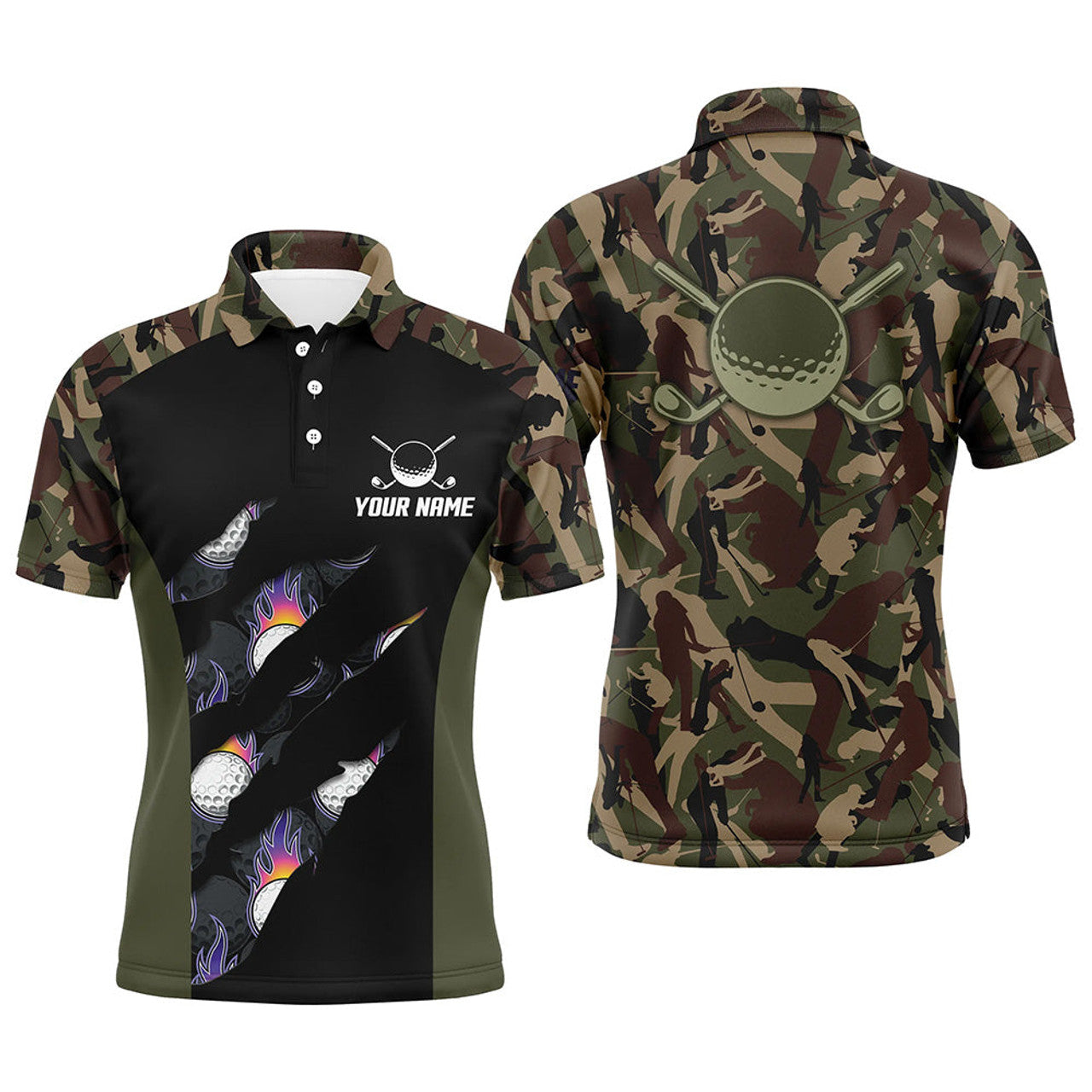 FUNSTUFFPRINT Mens golf polo shirts custom camo golf shirt for mens Polo Shirt Size S-5XL