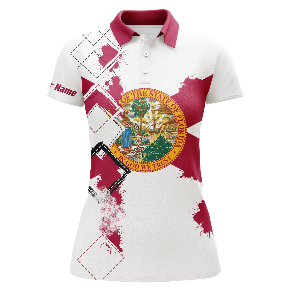 Custom Womens Golf Polo Shirts Florida Flag Patriot Custom Name Golf Shirts For Women, Gift For The Golfers